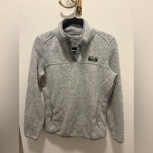L.L. Bean Women's Light Gray Heather Snap-Neck Fleece Pullover
